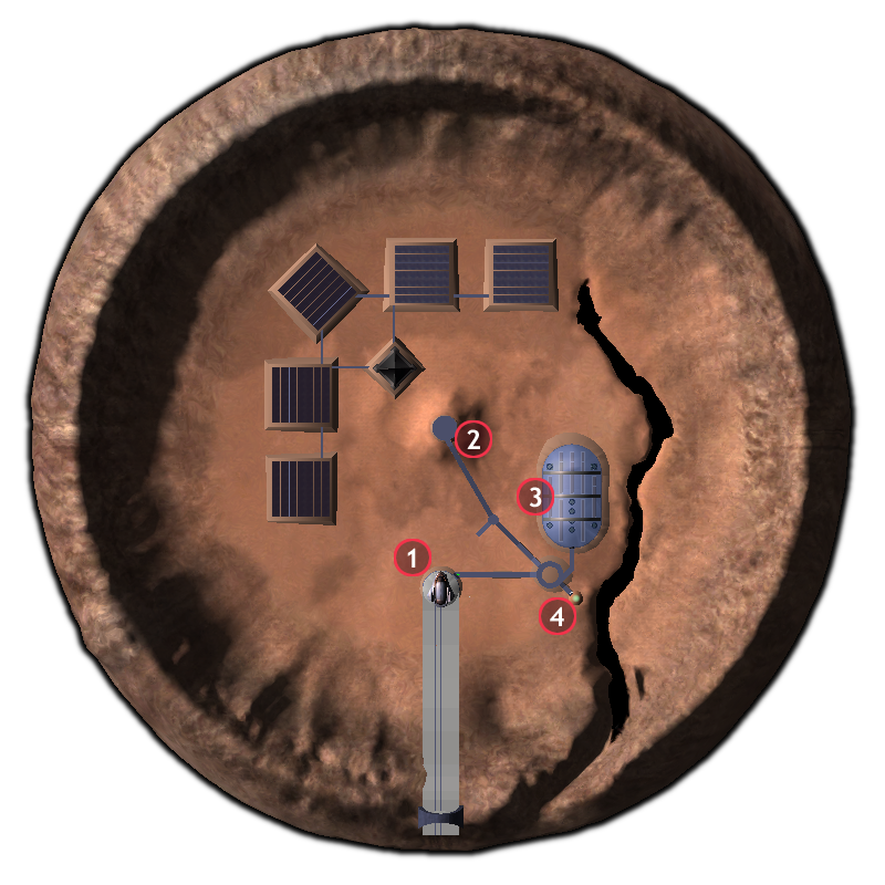 overhead view of UMars surface area